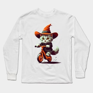 cat riding bicycle Long Sleeve T-Shirt